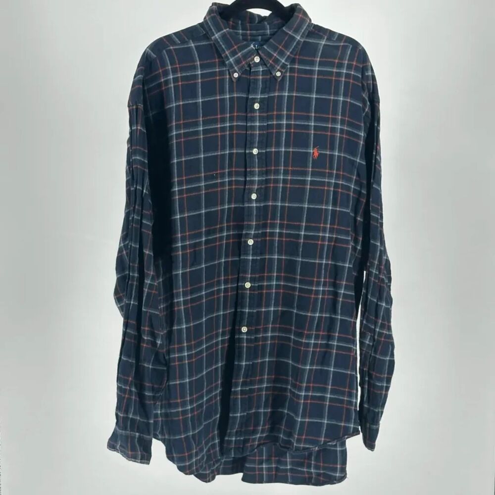 Polo Ralph Lauren Blake 100% Cotton Plaid Flannel Button Shirt Size XXL